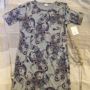 Lularoe xl Julia dress in blue, red and gray